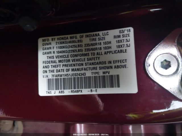 7FARW1H51JE024343 Honda CR-V EX