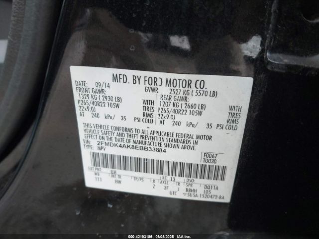 2FMDK4AK8EBB33884 Ford EDGE SPORT