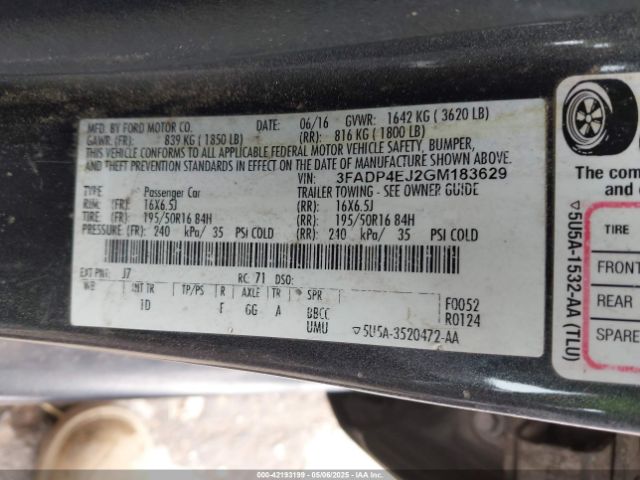 3FADP4EJ2GM183629 Ford FIESTA SE