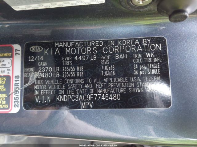 KNDPC3AC9F7746480 KIA Sportage Ex