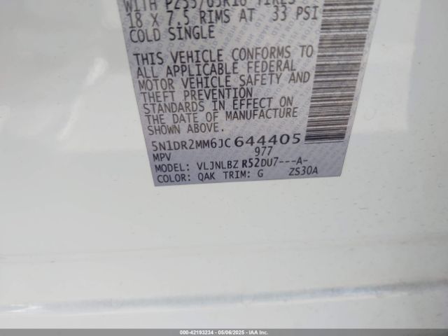 5N1DR2MM6JC644405 Nissan Pathfinder S