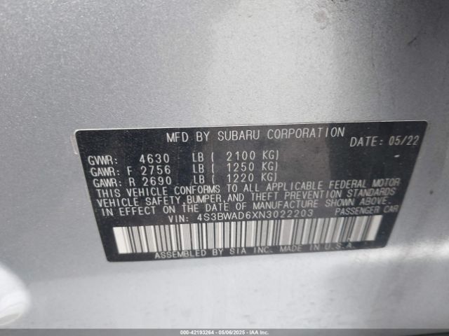 4S3BWAD6XN3022203 Subaru Legacy Premium