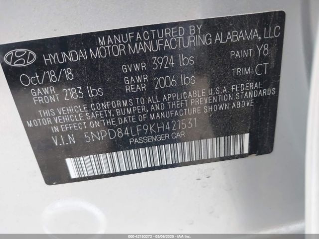 5NPD84LF9KH421531 Hyundai Elantra Value Edition