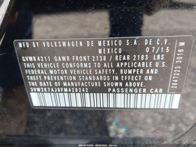 3VW2K7AJ6FM428242 Volkswagen Jetta 2.0l S