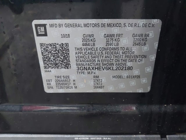 3GNAXHEV6KL202180 Chevrolet EQUINOX LS