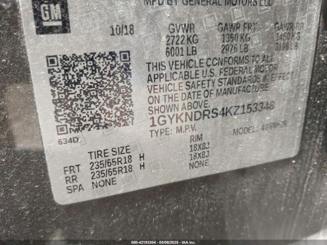 1GYKNDRS4KZ153348 Cadillac XT5 LUXURY