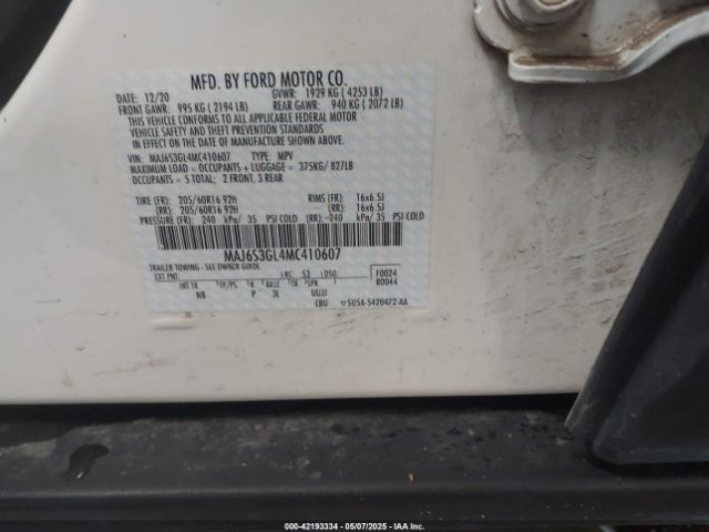 2021 FORD ECOSPORT MAJ6S3GL4MC410607 Photo 8