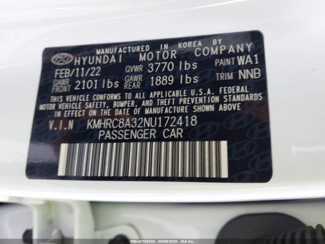 KMHRC8A32NU172418 Hyundai Venue Limited