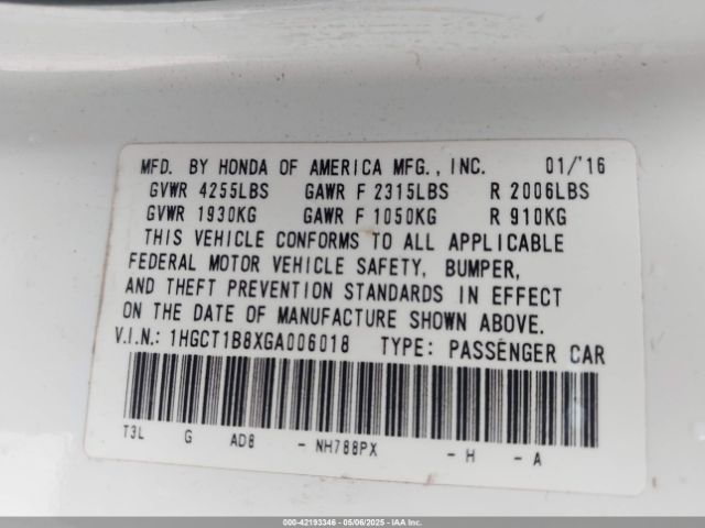 1HGCT1B8XGA006018 Honda Accord Ex-l