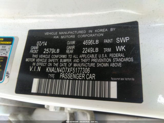 KNALN4D7XF5177306 KIA Cadenza Premium
