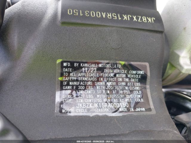 2024 KAWASAKI ZX636 JKBZXJK15RA003150 Photo 9