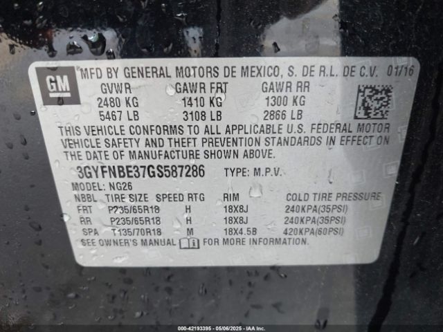 2016 CADILLAC SRX 3GYFNBE37GS587286 Photo 8