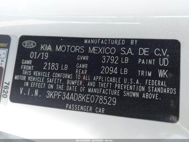 KIA mpi nu 2019 3KPF34AD8KE078529 Image 9