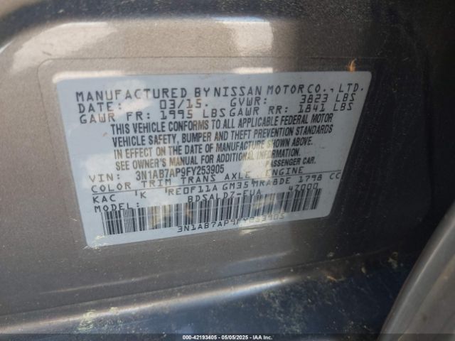 3N1AB7AP9FY253905 Nissan SENTRA SV
