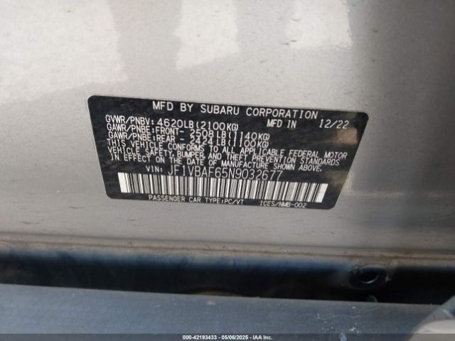 JF1VBAF65N9032677 Subaru Wrx Premium