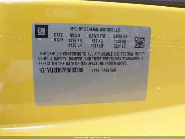 2015 CHEVROLET CORVETTE 1G1YU2D67F5603369 Photo 8