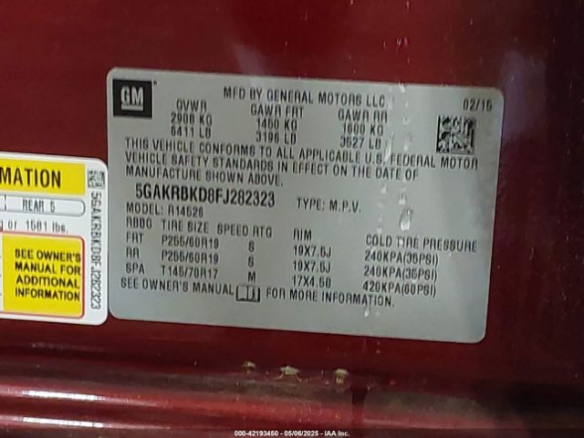 5GAKRBKD8FJ282323 Buick Enclave Leather