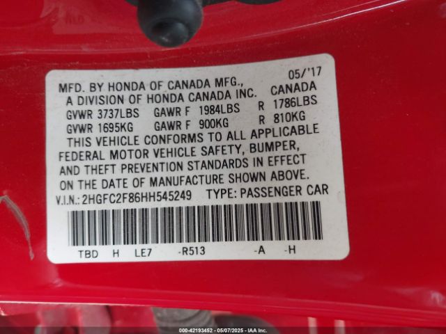 2HGFC2F86HH545249 Honda k20c2