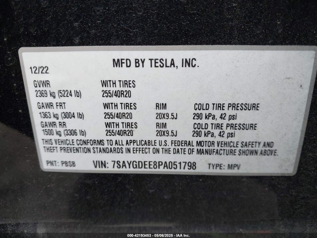 2023 TESLA MODEL Y 7SAYGDEE8PA051798 Photo 8