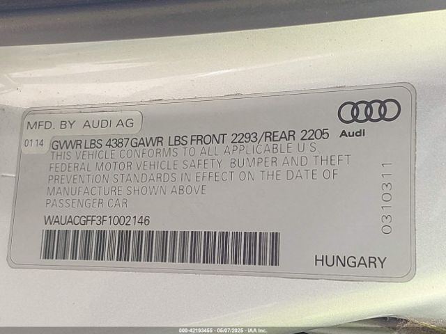 WAUACGFF3F1002146 Audi A3 1.8t Premium
