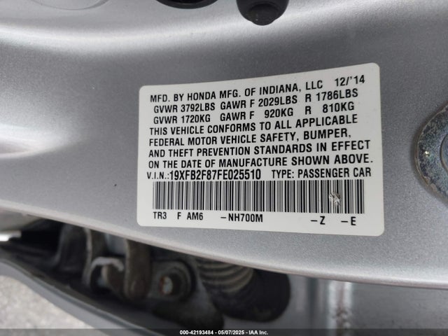 19XFB2F87FE025510 Honda CIVIC EX