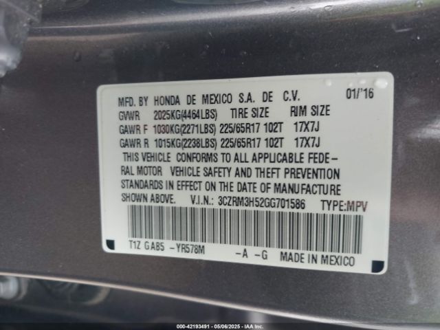 3CZRM3H52GG701586 Honda CR-V EX