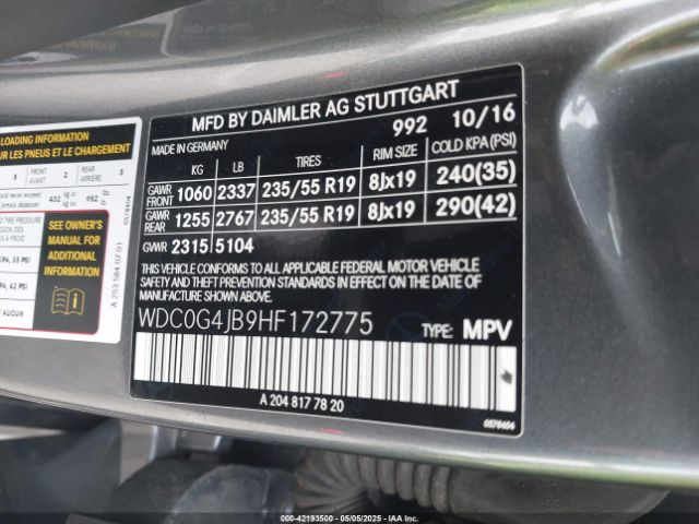 WDC0G4JB9HF172775 Mercedes-Benz GLC 300