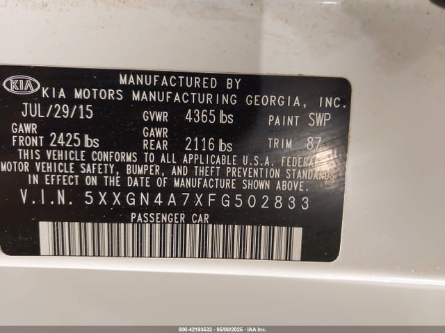 5XXGN4A7XFG502833 KIA OPTIMA EX