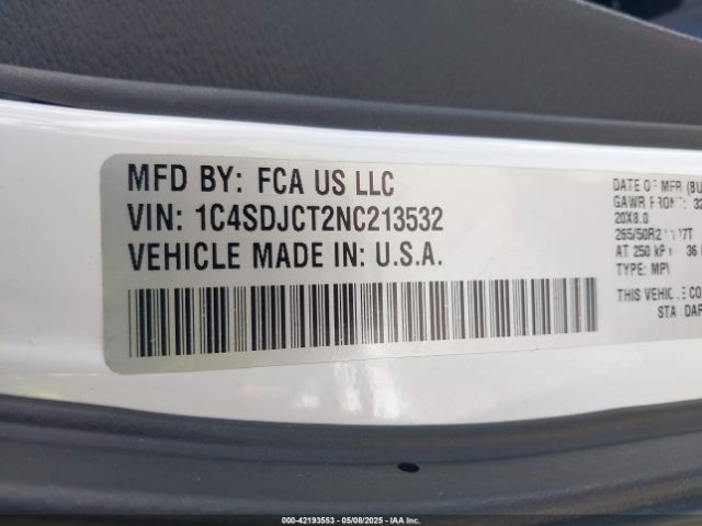 2022 DODGE DURANGO 1C4SDJCT2NC213532 Photo 8
