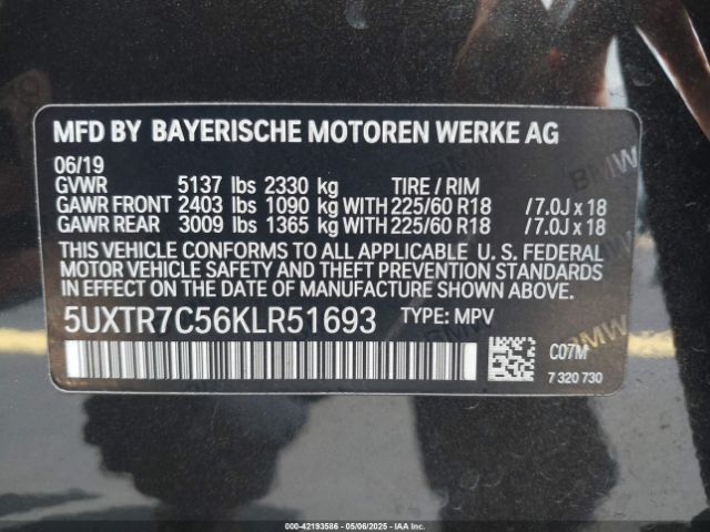 5UXTR7C56KLR51693 BMW X3 Sdrive30i