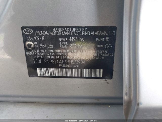 5NPE24AF7HH572904 Hyundai SONATA SE