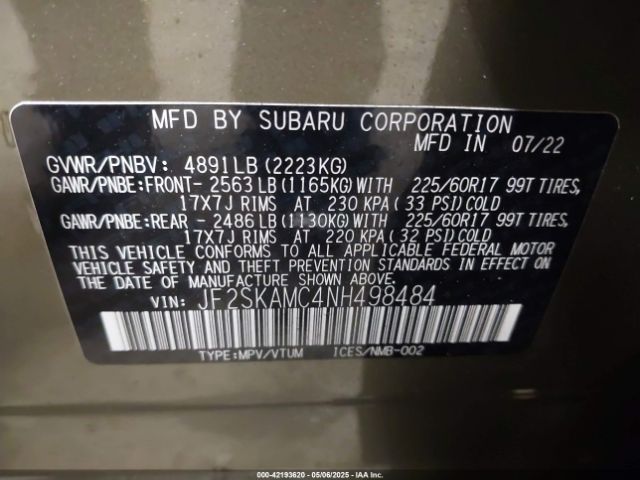JF2SKAMC4NH498484 Subaru Forester Wilderness