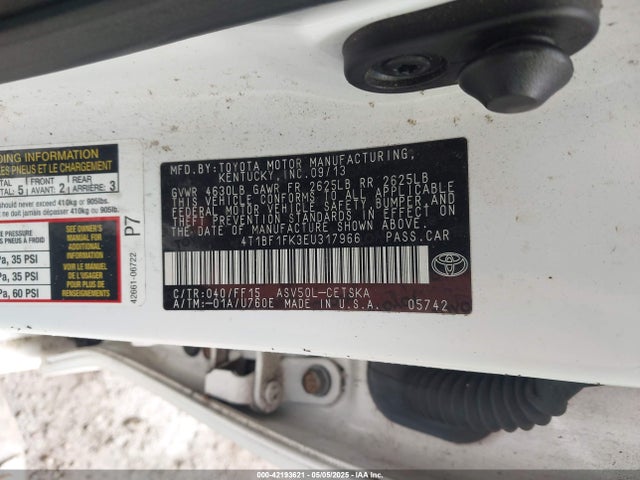 4T1BF1FK3EU317966 Toyota CAMRY SE