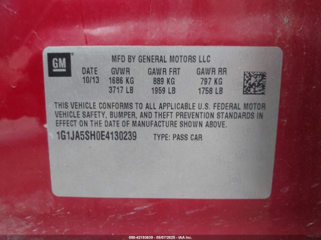 1G1JA5SH0E4130239 Chevrolet Sonic Ls Auto