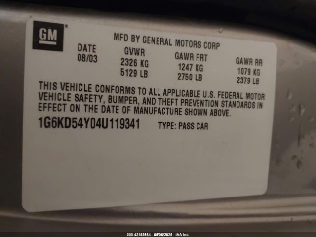 2004 CADILLAC DEVILLE 1G6KD54Y04U119341 Photo 8