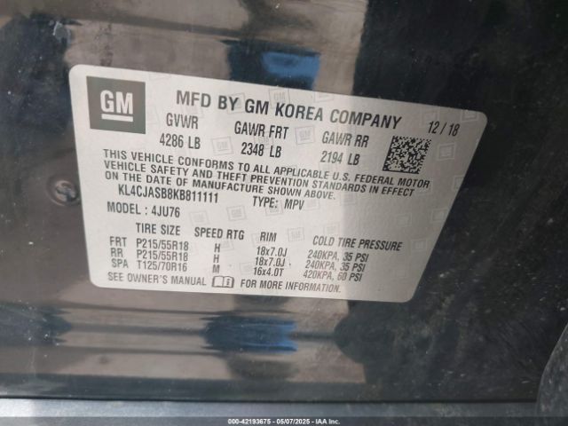 KL4CJASB8KB811111 Buick Encore Fwd Preferred