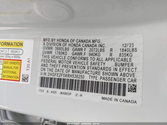Honda k20c2 2024 2HGFE2F5XRH536250 Image 9