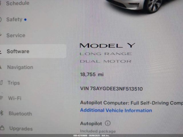 7SAYGDEE3NF513510 Tesla Model Y Long Range Dual Motor All-wheel Drive