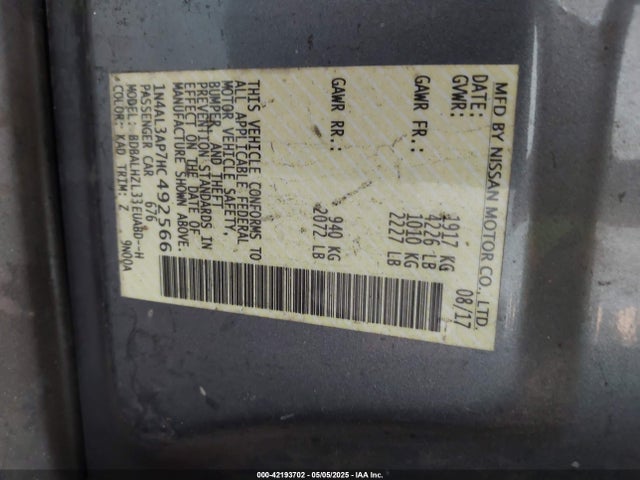 1N4AL3AP7HC492566 Nissan Altima 2.5 Sr