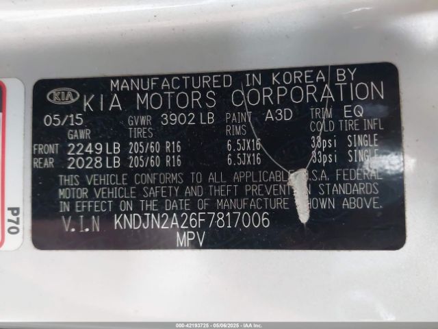 KNDJN2A26F7817006 KIA Soul
