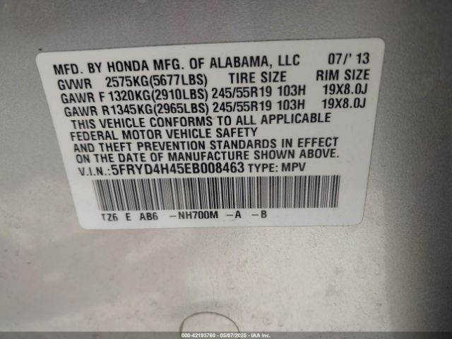 5FRYD4H45EB008463 Acura Mdx Technology Package