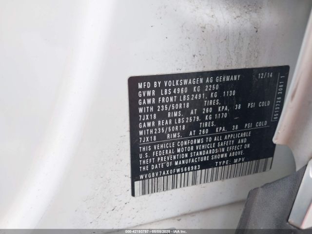 WVGBV7AX0FW566983 Volkswagen Tiguan Sel