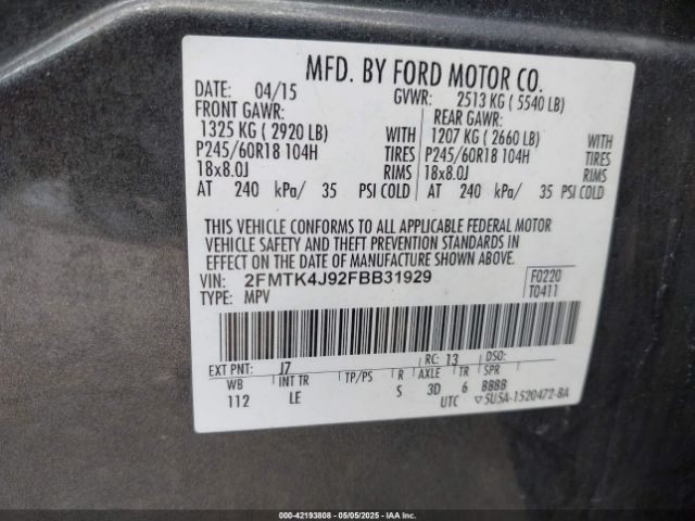 2015 FORD EDGE 2FMTK4J92FBB31929 Photo 8