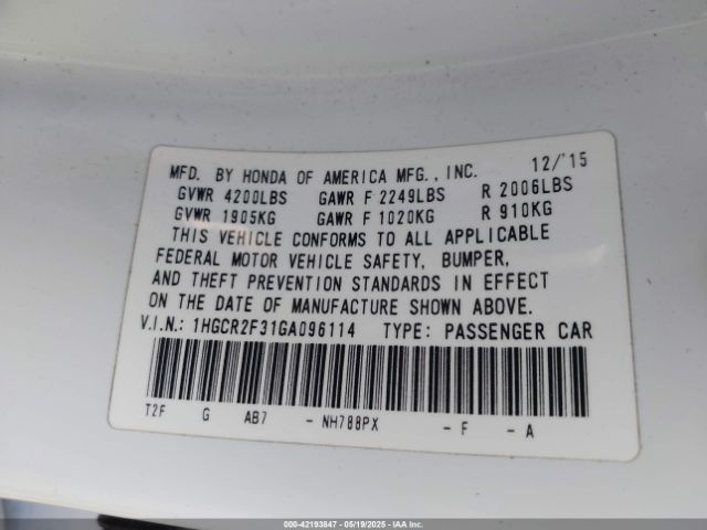 1HGCR2F31GA096114 Honda ACCORD LX