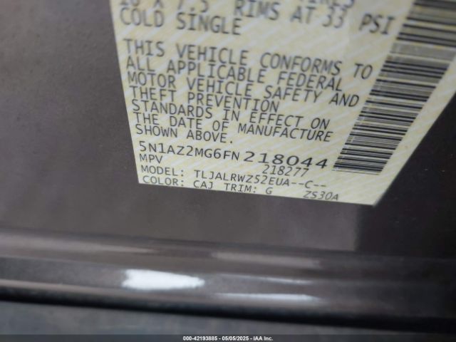 5N1AZ2MG6FN218044 Nissan MURANO SL