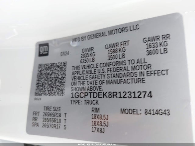 1GCPTDEK8R1231274 Chevrolet l3b