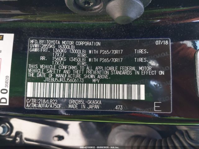 JTEBU5JR3J5606173 Toyota 1gr-fe