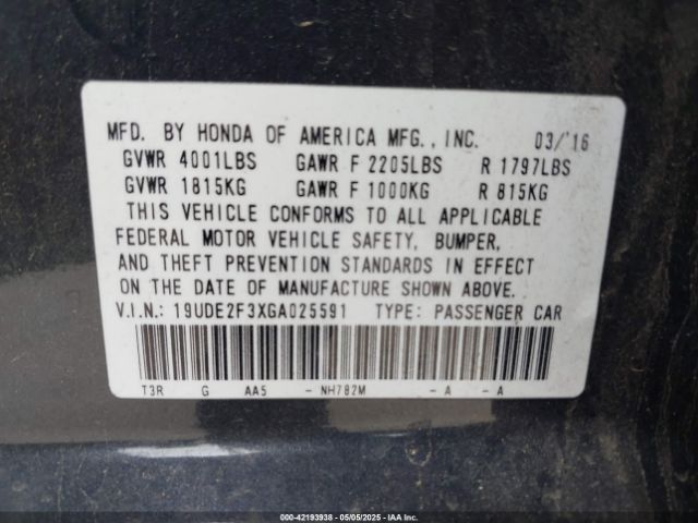 19UDE2F3XGA025591 Acura k24v7