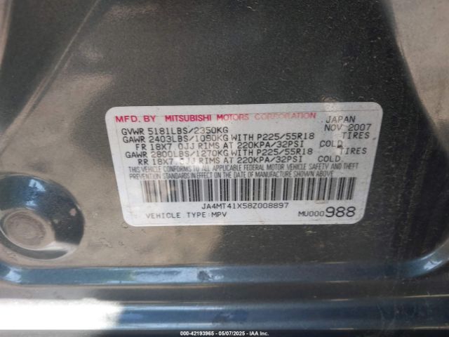 2008 MITSUBISHI OUTLANDER JA4MT41X58Z008897 Photo 8