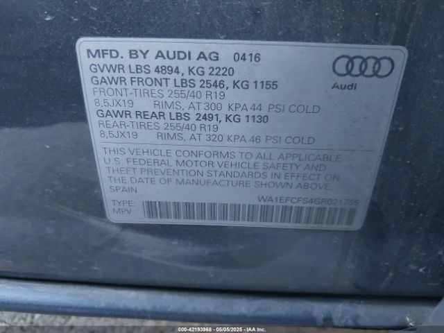 2016 AUDI Q3 WA1EFCFS4GR021755 Photo 8